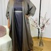 Kimono long taupe coupe papillon