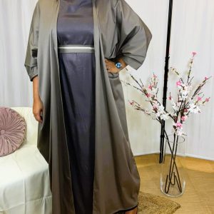 Kimono long taupe coupe papillon