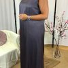 Sous robe en crêpe satin de viscose taupe
